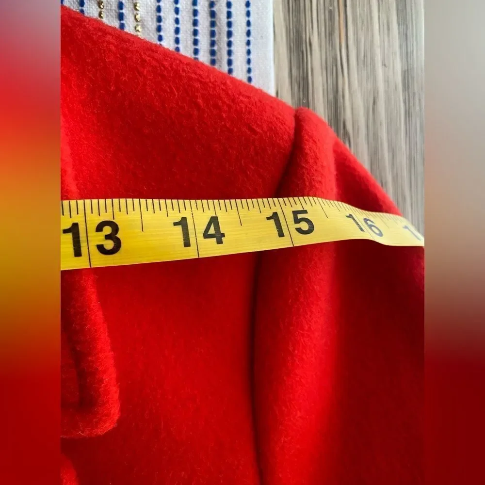 J. Crew Pea Coat Womens Red 100% Wool Nello Gori Gold Button Classic Sz 4